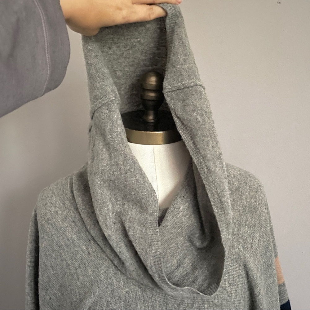BCBG MaxAzria Gray Wyona Lambswool Funnel Neck Poncho - One Size - Picture 3 of 12